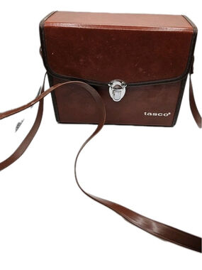 Vintage 80's Tasco Binoculars / Camera Case Brown Leatherette With Strap